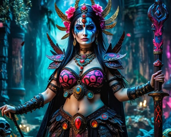Majestic Figure in Intricate Armor in Mystical Setting