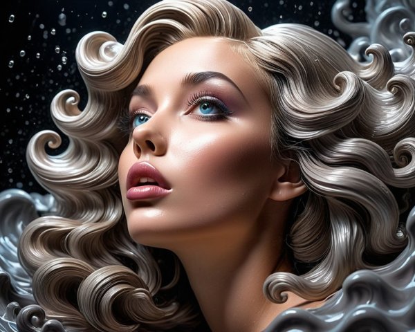 Glamorous Close-Up of a Woman with Wavy Hair