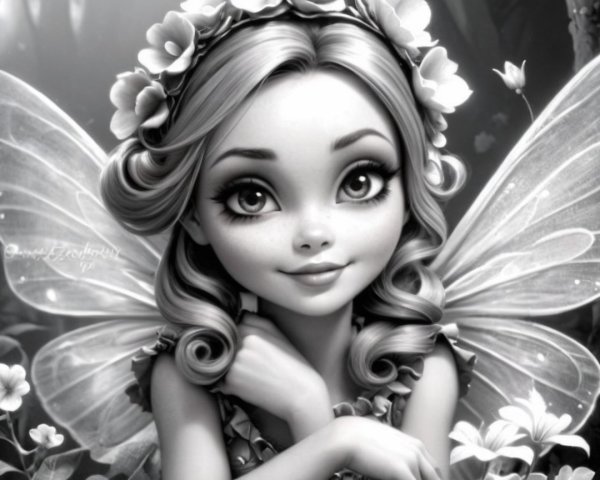 Whimsical Fairy with Delicate Wings in Forest Setting