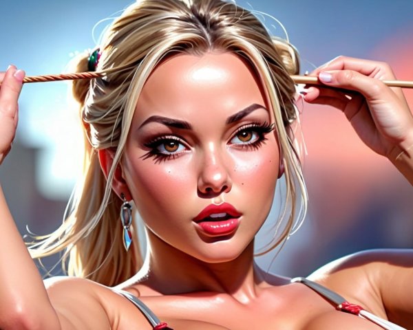 Stunning Woman with Long Blonde Hair and Brown Eyes