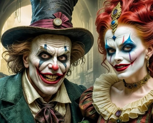 Sinister Clowns with Eerie Charm and Vivid Details
