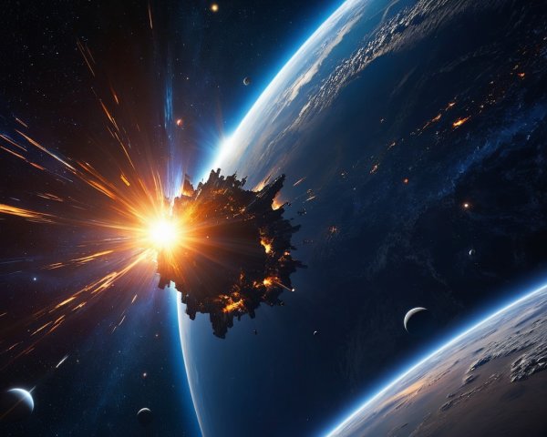 Celestial Body Erupts in Dramatic Space Scene