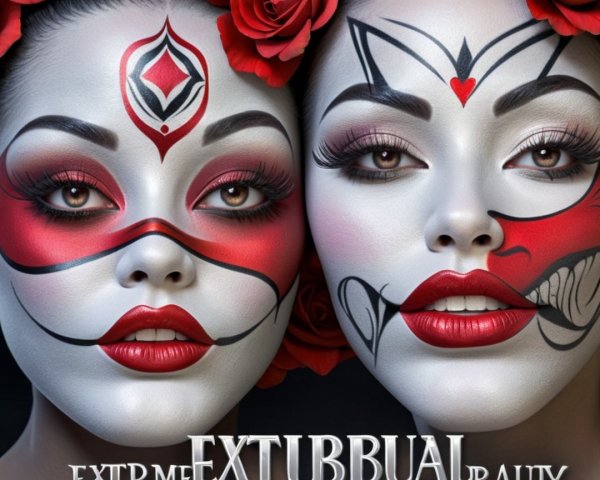 Stylized Faces with Intricate Painted Designs