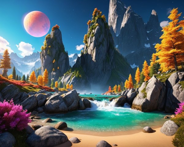 Breathtaking Landscape with Mountains and Turquoise Lagoon