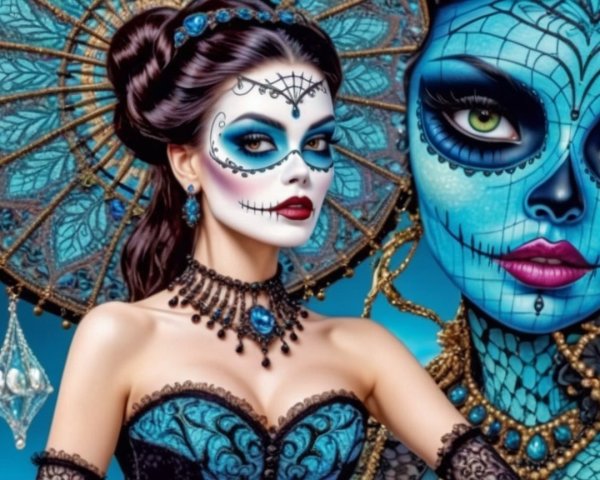 Elegant Woman in Día de los Muertos Attire