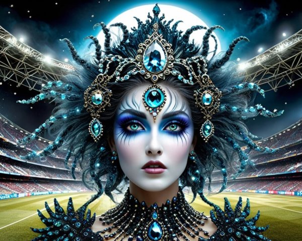 Fantasy Portrait of a Woman with Jewelry and Makeup