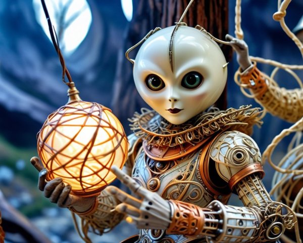 Whimsical Robot in Enchanted Forest Setting