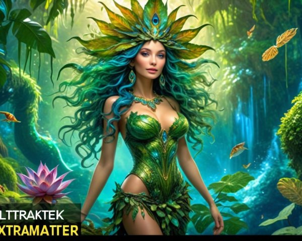 Enchanting Forest Figure in Vibrant Green Attire