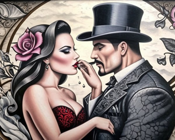 Dramatic Portrait of a Romantic Couple in Elegance