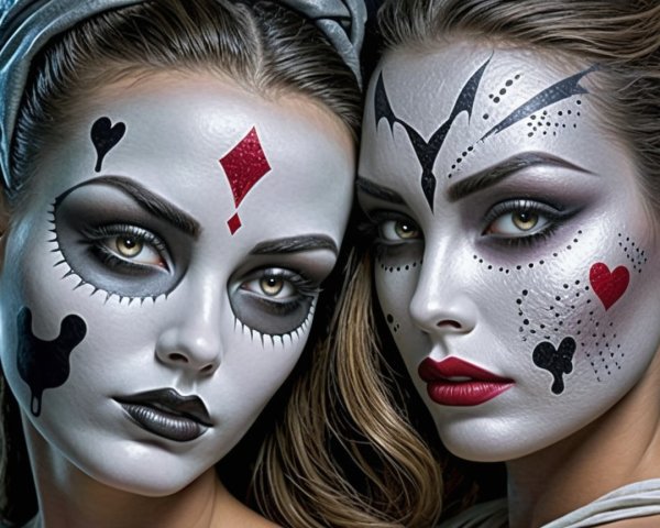 Women with Theatrical Face Paint Inspired by Playing Cards