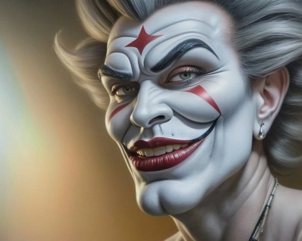 Stylized Character with Dramatic Makeup and Silver Hair