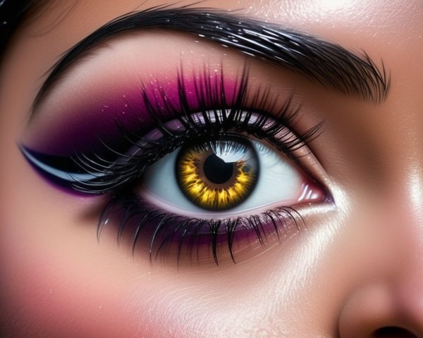 Close-up of Eye with Bold Purple Makeup and Accents