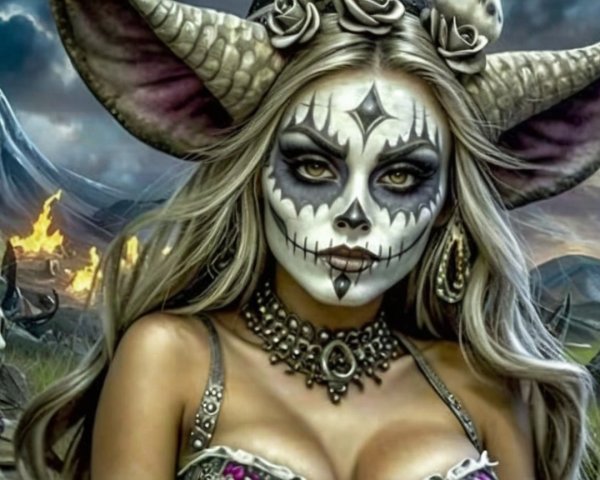 Día de los Muertos Inspired Makeup with Eerie Landscape