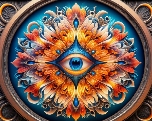 Vibrant Mandala Design with Eye and Floral Elements