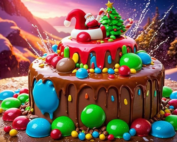 Two-Tiered Festive Christmas Cake Description