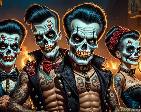 Vibrant Characters with Day of the Dead Skull Makeup