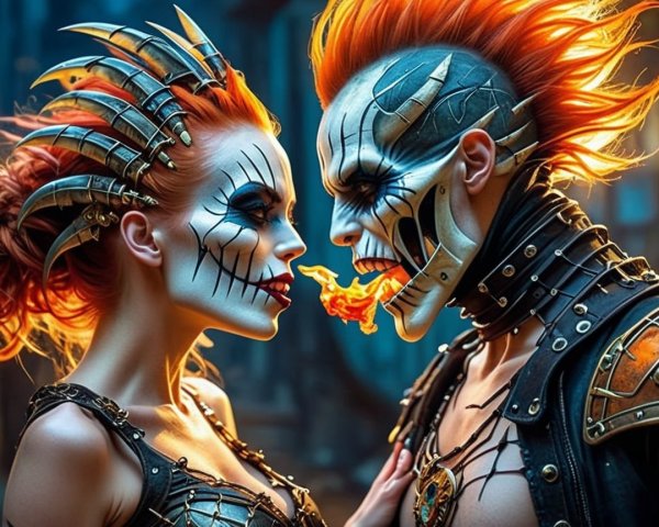 Dramatic Scene with Elaborate Costumes and Makeup