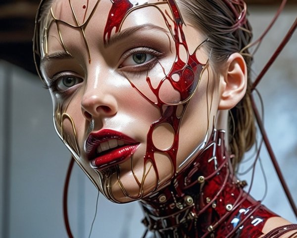 Futuristic Portrait of Woman with Artistic Face Design