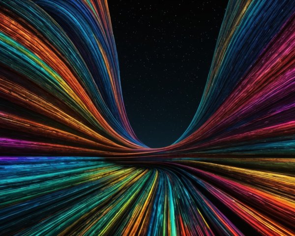 Vibrant Colorful Tunnel with Starry Background