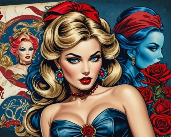 Vintage Illustration of Glamorous Women with Elegant Styles