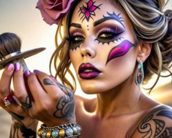 Model with Bold Makeup and Elegant Hair Design