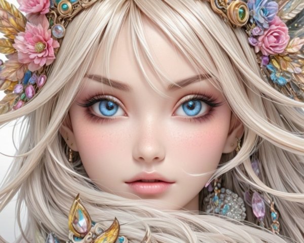 Close-up Portrait of a Character with Blue Eyes and Blonde Hair