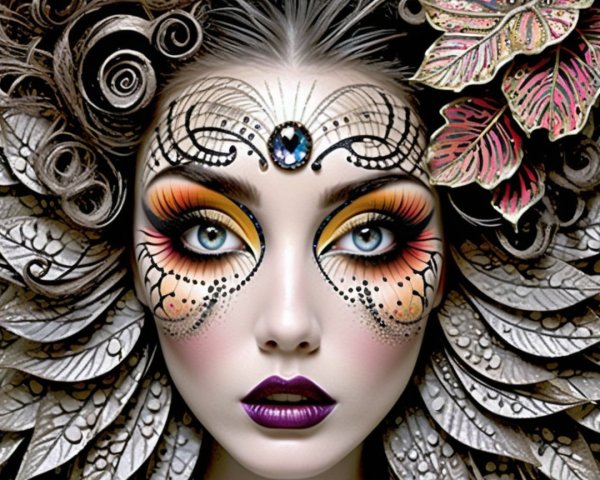 Portrait of a model with butterfly-inspired makeup