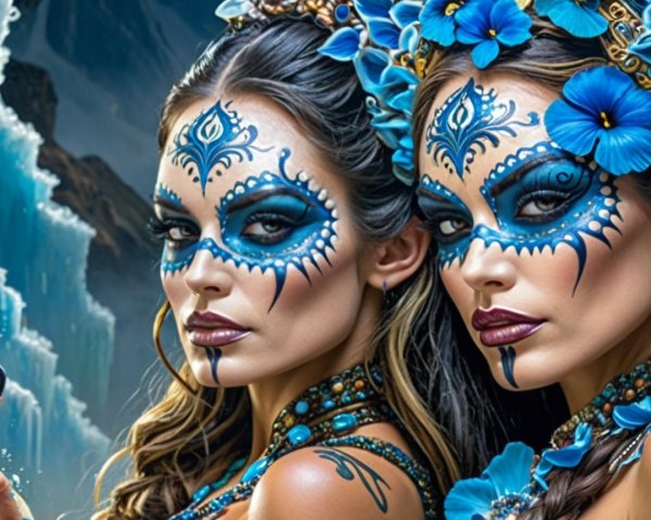 Women with Sugar Skull Face Paint and Floral Headpieces