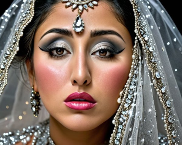 Close-up Portrait of a Woman in Bridal Attire
