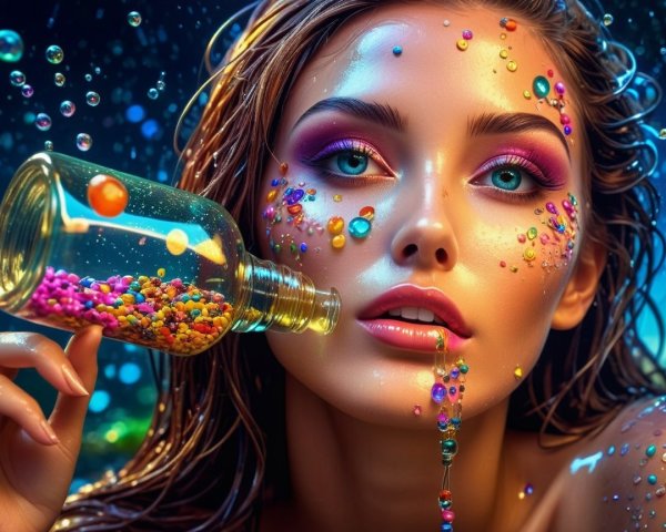 Artistic Expression of Vibrant Beauty and Ethereal Ambiance