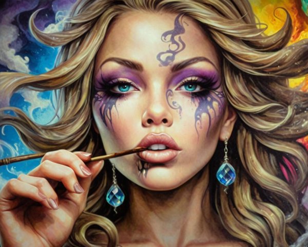 Portrait of a Woman with Creative Makeup and Hair