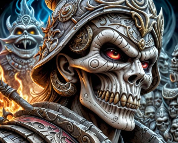 Intricately Detailed Skeleton Warrior in Ornate Armor