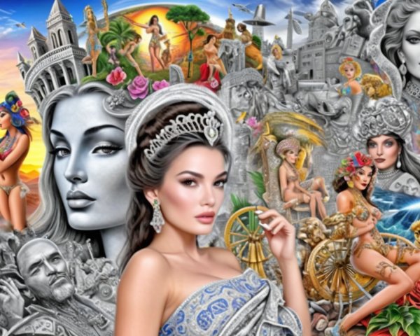 Vibrant Collage of Classical and Modern Elements