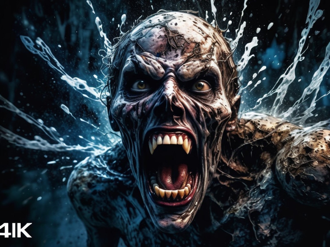 Terrifying Creature from Dark Waters with Grotesque Features