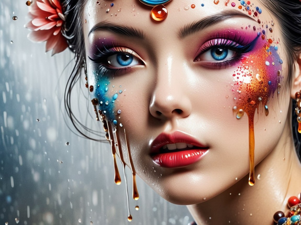 Portrait of a Young Woman with Artistic Makeup