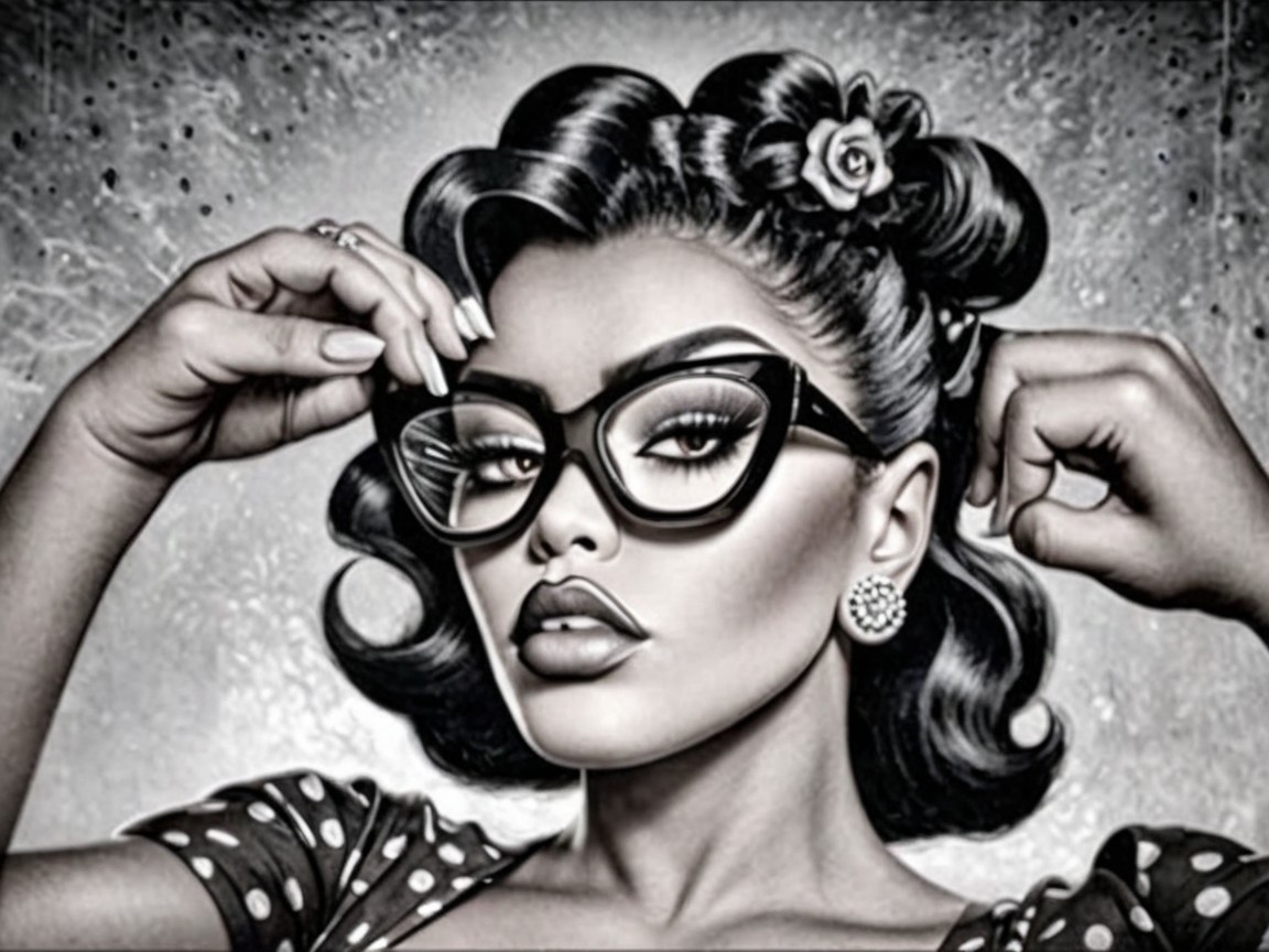 Black-and-White Portrait of a Glamorous Woman
