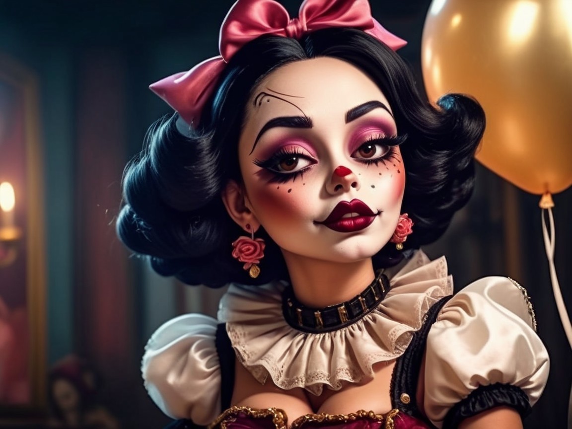 Whimsical Character with Dramatic Makeup and Outfit