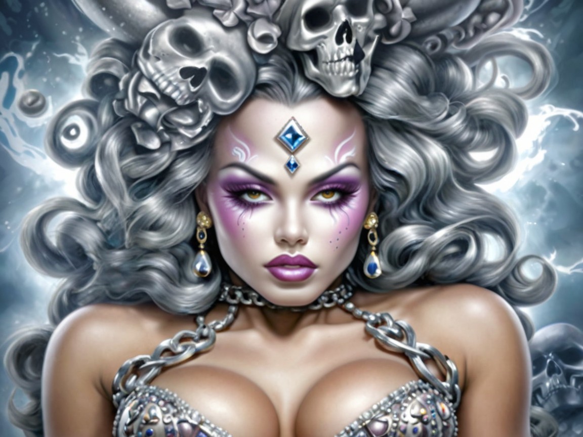 Character with Silver Hair and Metallic Outfit