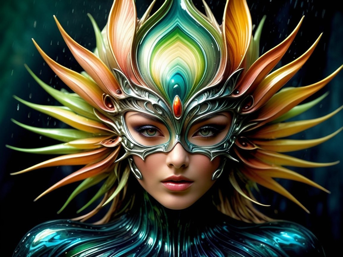 Intricately Designed Floral Mask with Gem Detail