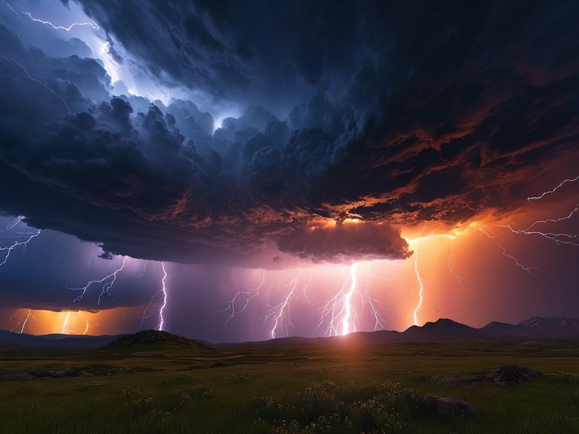 Dramatic Landscape with Tempestuous Sky and Lightning