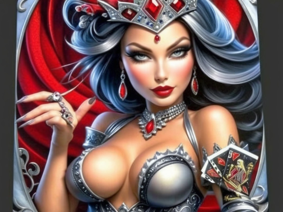 Queen Illustration with Dark Hair and Silver Outfit