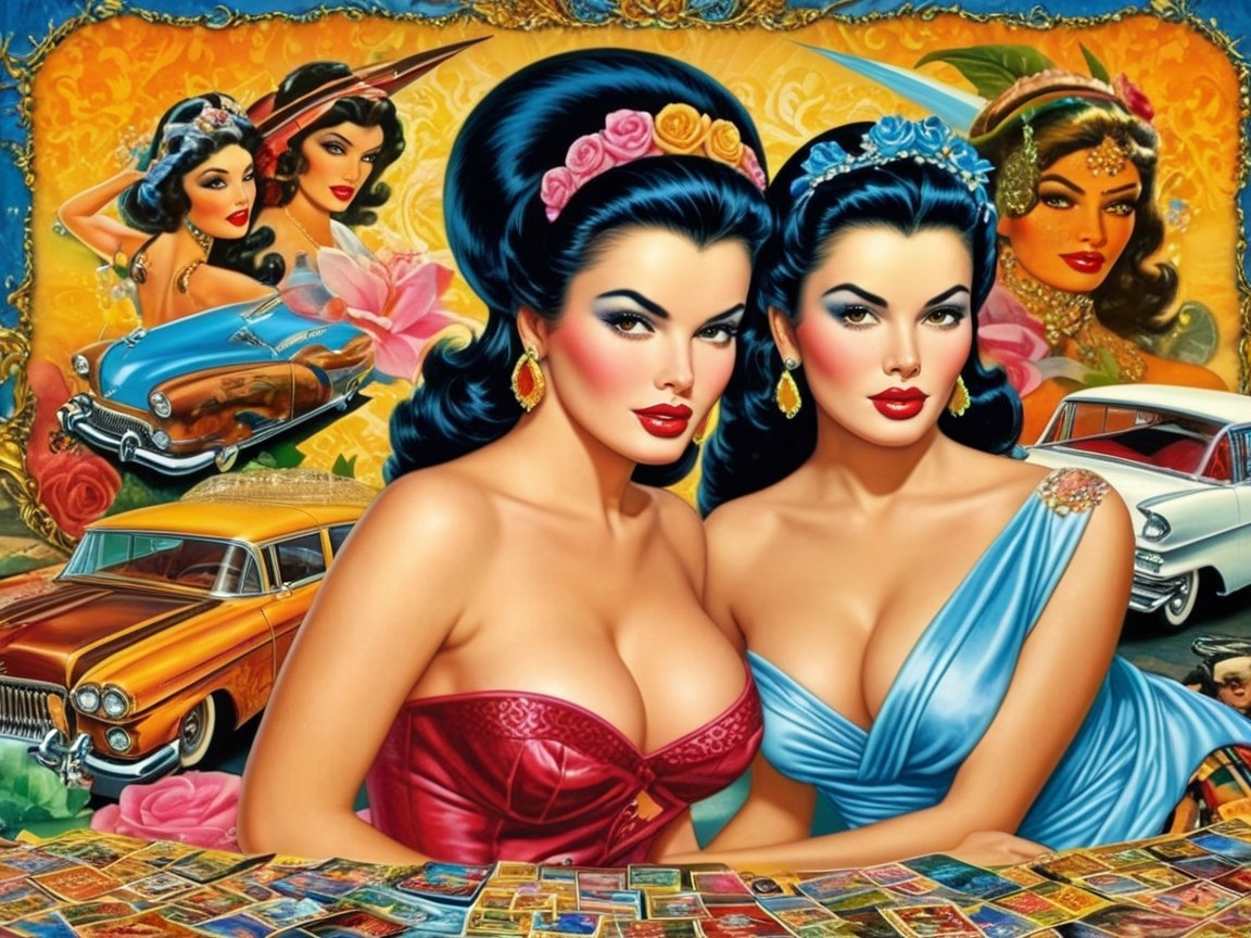 Glamorous Pin-Up Style with Retro Elements and Colors