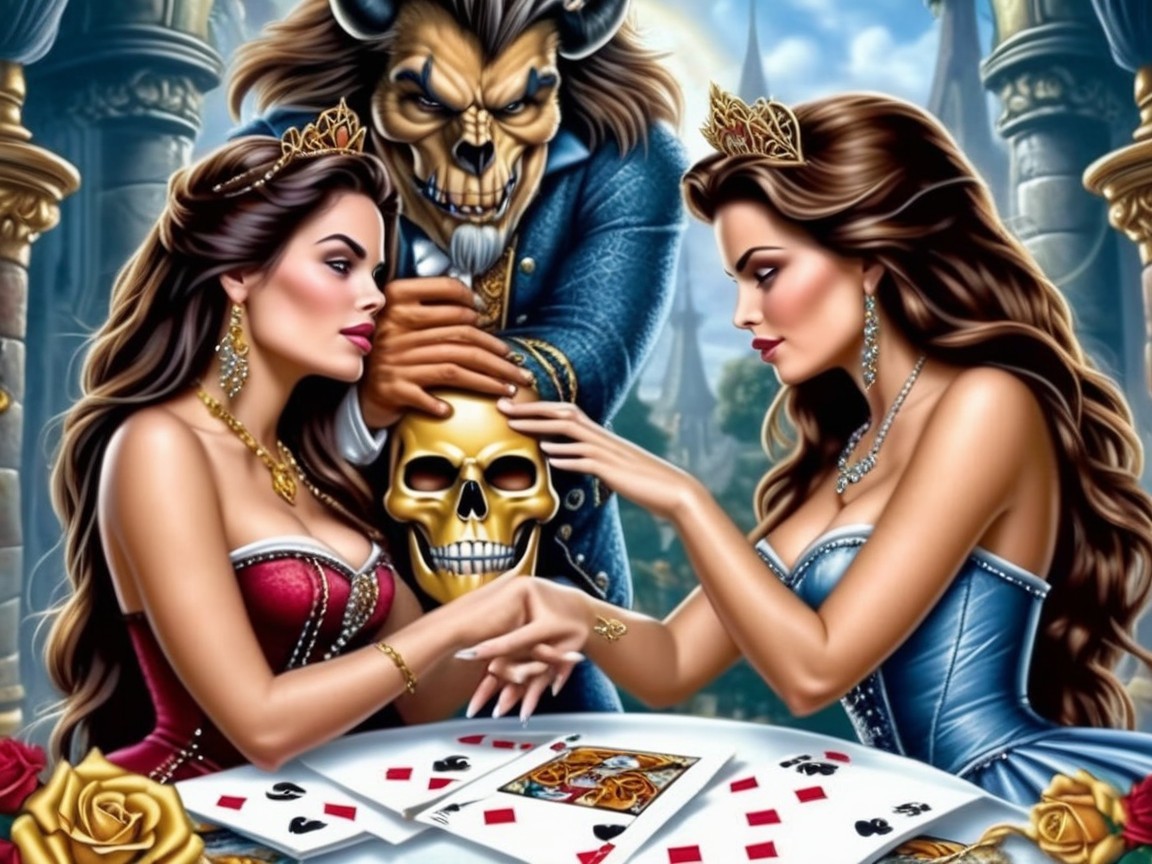 Elegant Women Playing Cards in Regal Setting