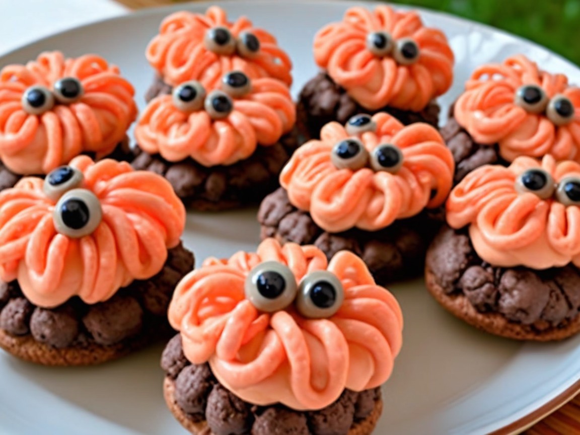 Whimsical Cupcakes with Orange Frosting and Eyeballs