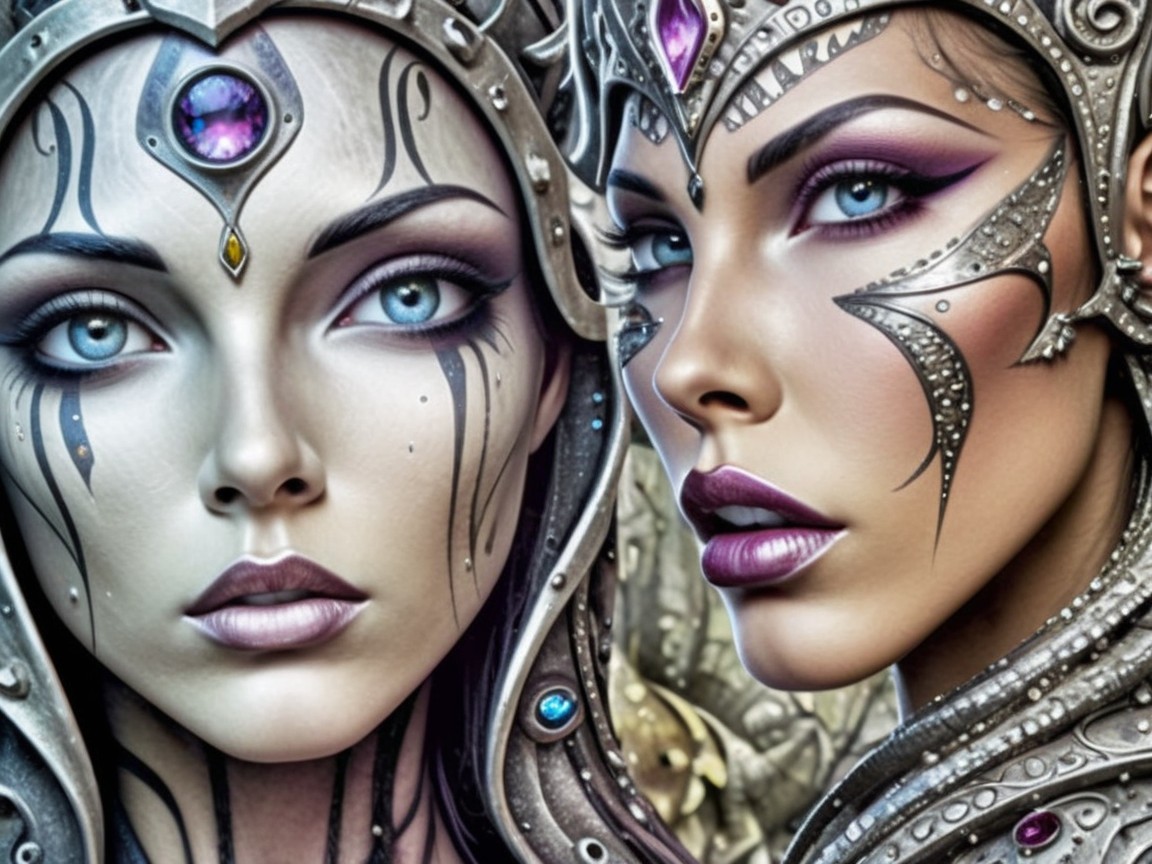 Ethereal Beauty with Fantasy Makeup and Headdresses