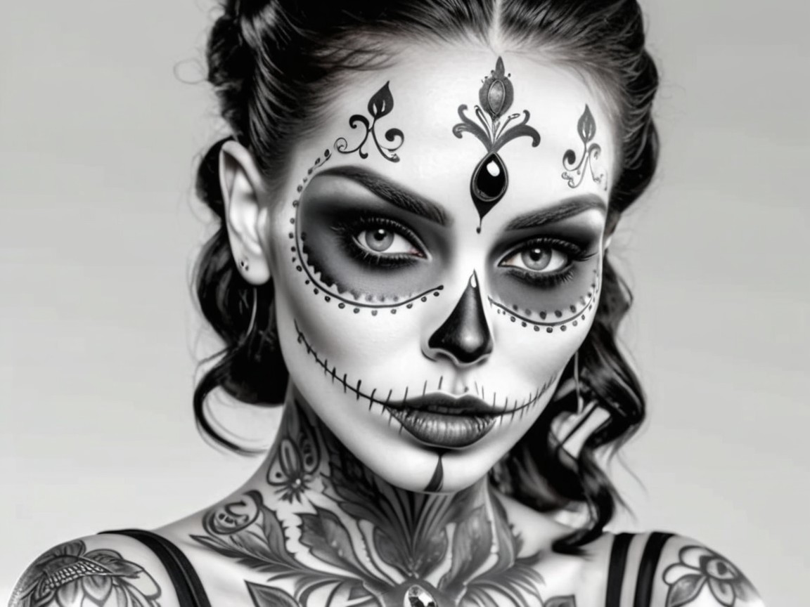 Portrait of a Woman with Day of the Dead Makeup