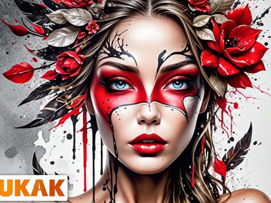 Artistic Portrait of a Woman with Vibrant Face Paint