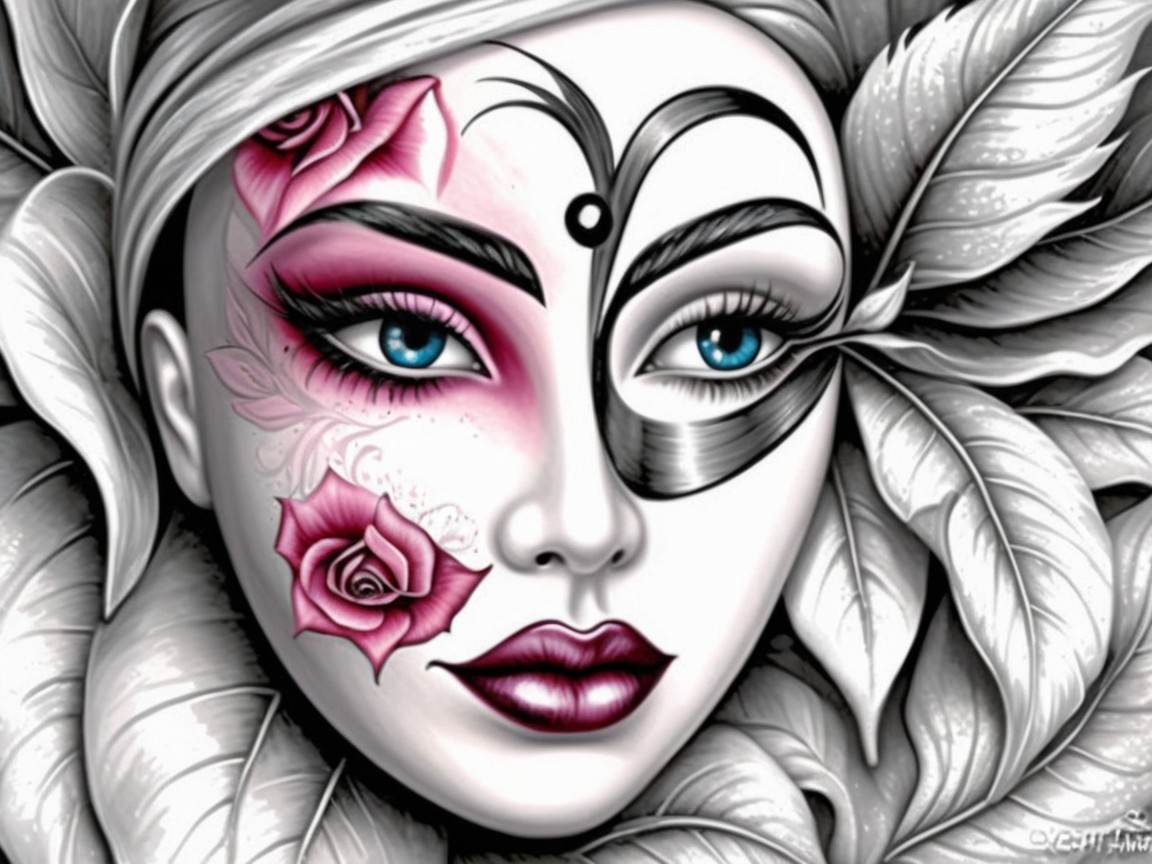 Captivating Face Art with Floral Elegance