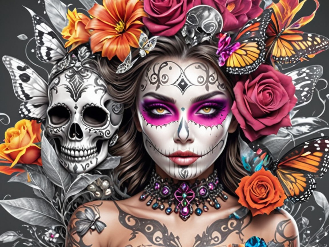 Día de los Muertos Theme with Sugar Skull Makeup
