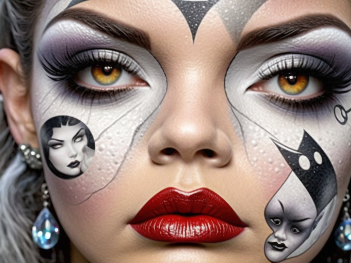 Portrait of a Model with Bold Monochrome Makeup